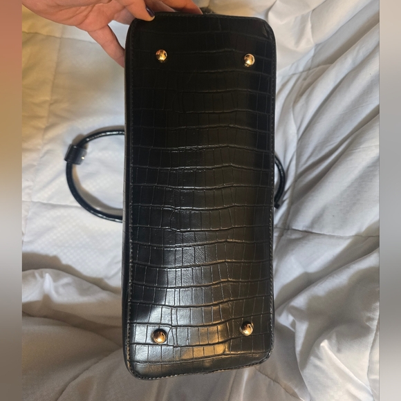 NWOT Dune London Vegan Leather Reptile Effect Satchel w/Crossbody Strap, Black. - Picture 10 of 13